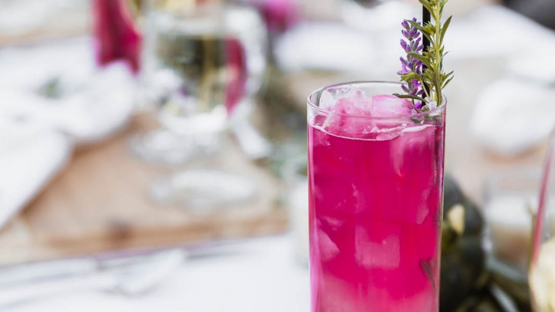 A Beet Shrub Cocktail on a table