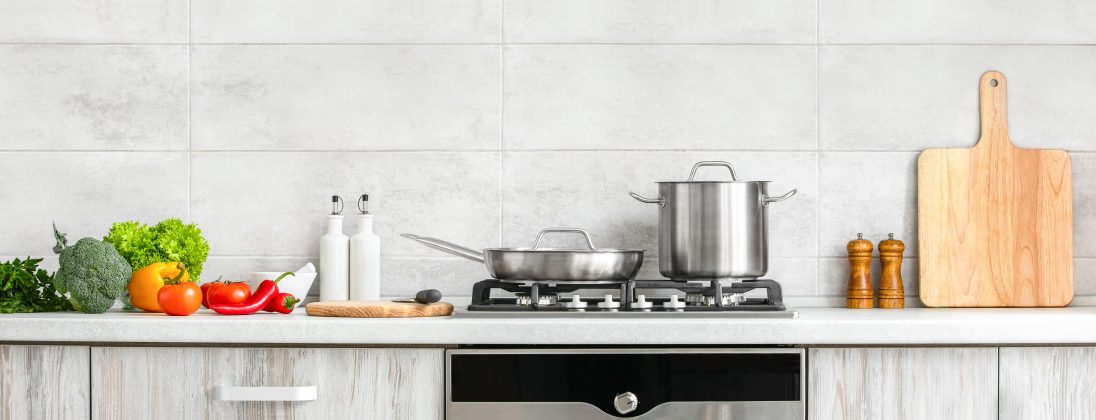 Kitchen counter with kitchen appliances