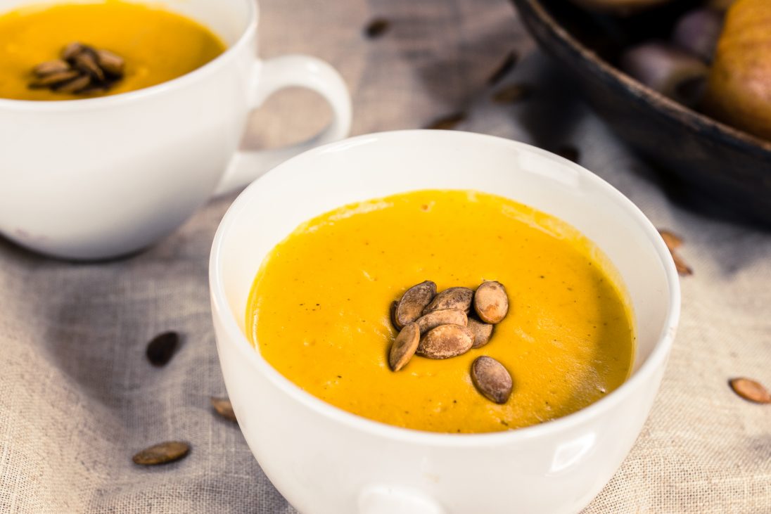Two cups of squash soup